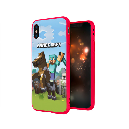 Чехол для Apple iPhone X силиконовый матовый Minecraft на коне Фото 01 Чехол для Apple iPhone X силиконовый матовый Minecraft на коне Фото 01
