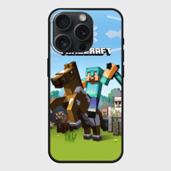 Чехол силиконовый для Apple iPhone 15 Pro матовый Minecraft на коне