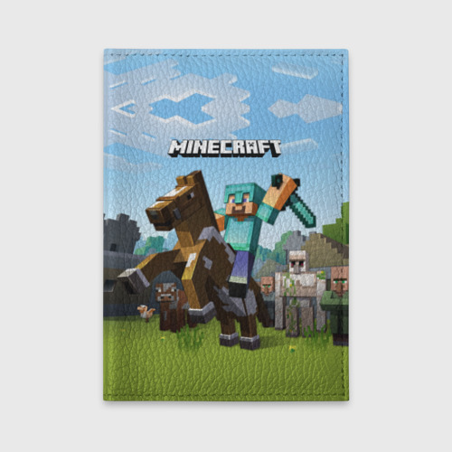 Обложка для автодокументов Minecraft на коне, цвет черный