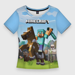 Женская футболка 3D Slim Minecraft на коне