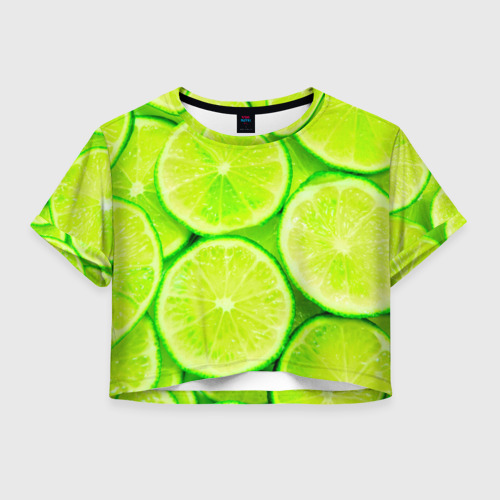 Женская футболка Crop-top 3D Лайм, цвет 3D печать
