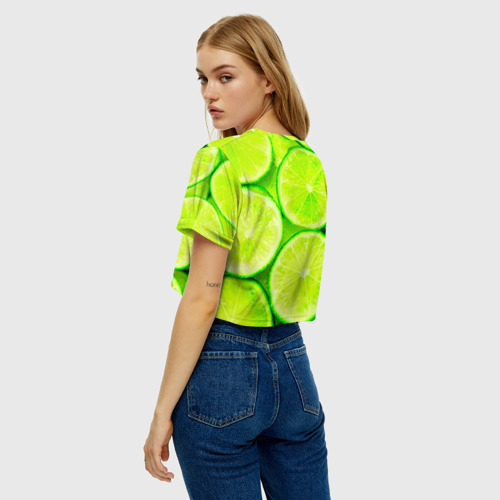 Женская футболка Crop-top 3D Лайм, цвет 3D печать - фото 5