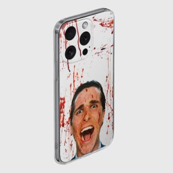 Чехол для iPhone 15 Pro Max силиконовый с защитой камеры Американский психопат кричит - фото 2