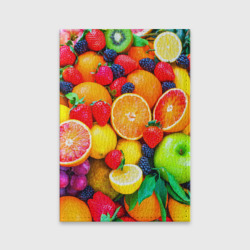 Обложка для паспорта матовая кожа Ягоды и фрукты