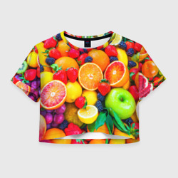Женская футболка Crop-top 3D Ягоды и фрукты