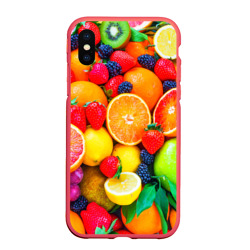Чехол для iPhone XS Max матовый Ягоды и фрукты