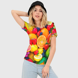 Женская футболка 3D Slim Ягоды и фрукты - фото 2