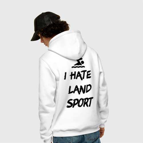 Мужская толстовка хлопок I hate Land sport, цвет белый - фото 4