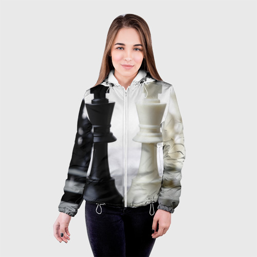 Женская куртка 3D Шахматы, цвет белый - фото 3
