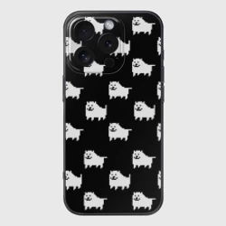 Чехол для iPhone 16 Pro силиконовый с защитой камеры Undertale Annoying dog