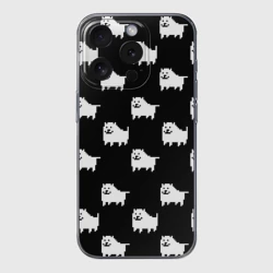 Чехол для iPhone 15 Pro силиконовый с защитой камеры Undertale Annoying dog