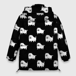 Куртка с принтом Undertale Annoying dog для женщины, вид сзади №1. Цвет основы: черный