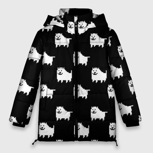 Женская зимняя куртка оверсайз с принтом Undertale Annoying dog, вид спереди №1