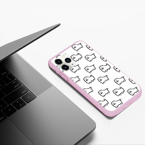 Чехол для iPhone 11 Pro Max матовый Undertale Annoying dog white, цвет розовый - фото 5