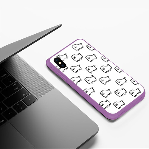 Чехол для iPhone XS Max матовый Undertale Annoying dog white, цвет фиолетовый - фото 5