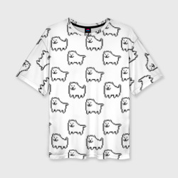 Женская футболка oversize 3D Undertale Annoying dog white