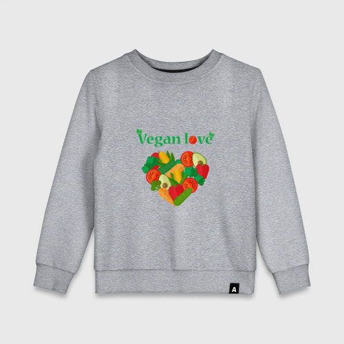 Детский свитшот хлопок Vegan love, цвет меланж