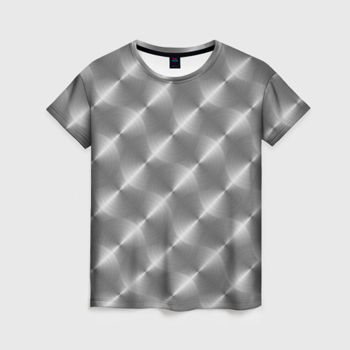 Женская футболка 3D с принтом Круговой металлический узор, вид спереди #2