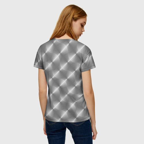Женская футболка 3D с принтом Круговой металлический узор, вид сзади #2