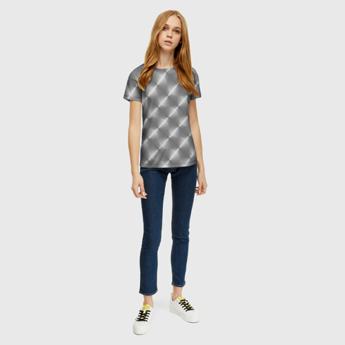 Женская футболка 3D с принтом Круговой металлический узор, вид сбоку #3