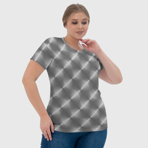 Женская футболка 3D с принтом Круговой металлический узор, фото #4