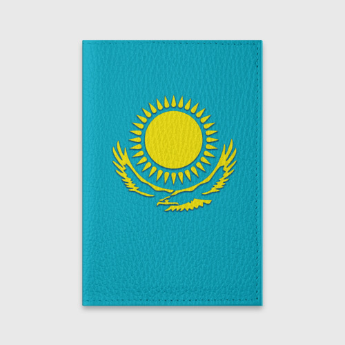 Обложка для паспорта матовая кожа Казахстан, цвет бирюзовый