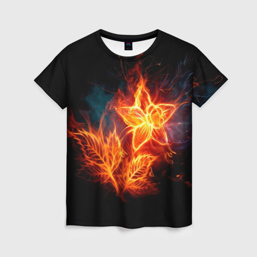 Женская футболка 3D Огненный цветок, цвет 3D печать