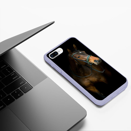 Чехол для iPhone 7Plus/8 Plus матовый Породистый жеребец, цвет светло-сиреневый - фото 5