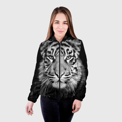 Женская куртка 3D Красавец тигр, цвет черный - фото 3