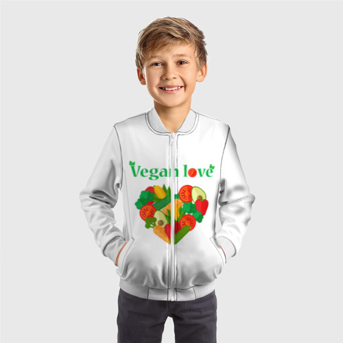 Детский бомбер 3D Vegan love, цвет белый - фото 4