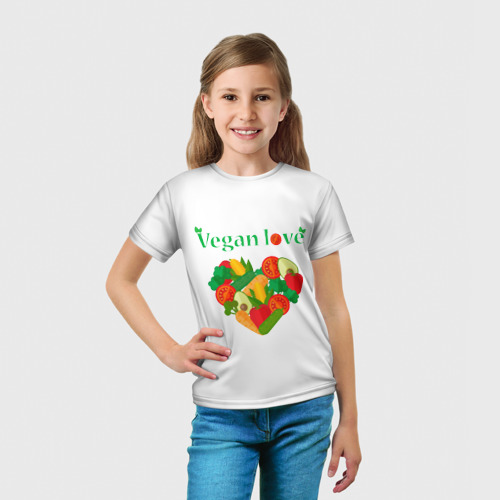 Детская футболка 3D Vegan love, цвет 3D печать - фото 5