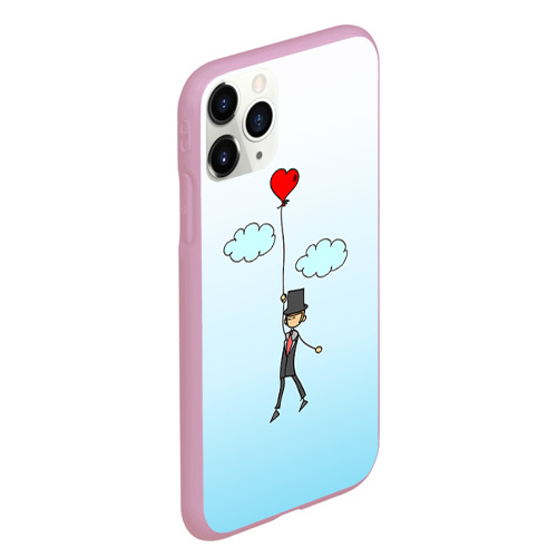 Чехол для iPhone 11 Pro Max матовый Жених на шарике, цвет розовый - фото 3