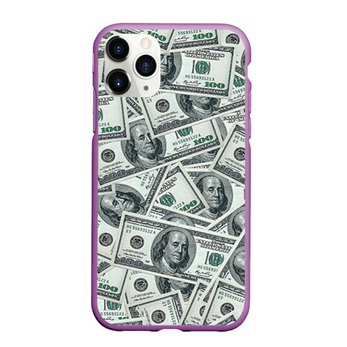 Чехол для iPhone 11 Pro матовый Банкноты, цвет фиолетовый