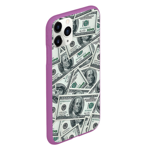 Чехол для iPhone 11 Pro матовый Банкноты, цвет фиолетовый - фото 3