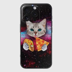 Чехол для iPhone 16 Pro силиконовый с защитой камеры Кот с едой