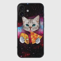 Чехол для iPhone 16 силиконовый с защитой камеры Кот с едой