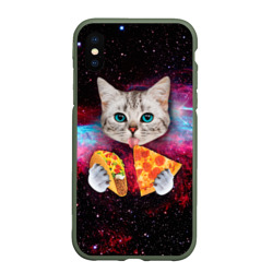 Чехол для iPhone XS Max матовый Кот с едой