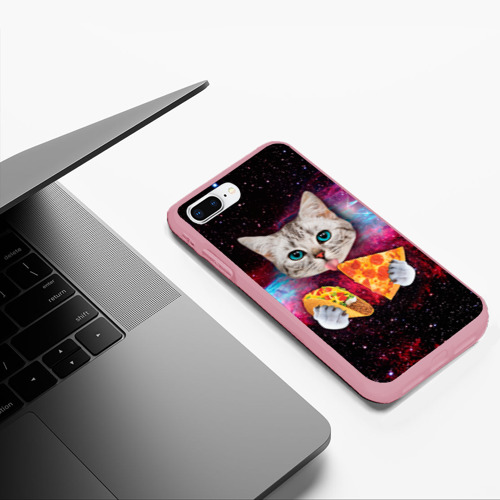 Чехол для iPhone 7Plus/8 Plus матовый Кот с едой, цвет баблгам - фото 5