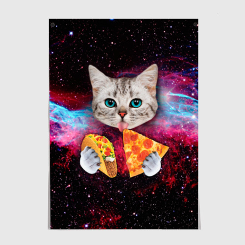 Постер Кот с едой