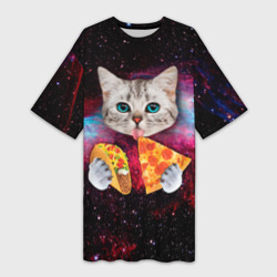 Платье-футболка 3D Кот с едой