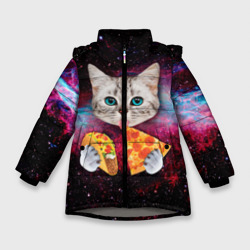 Зимняя куртка для девочек 3D Кот с едой