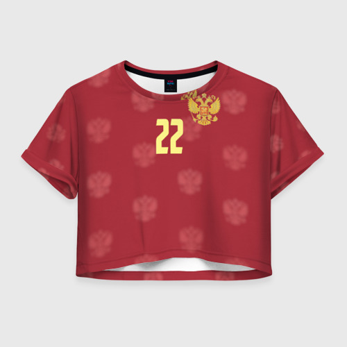 Женская футболка Crop-top 3D Артем Дзюба сборная России