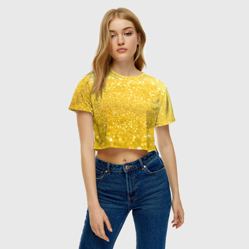 Женская футболка Crop-top 3D Золото, цвет 3D печать - фото 3