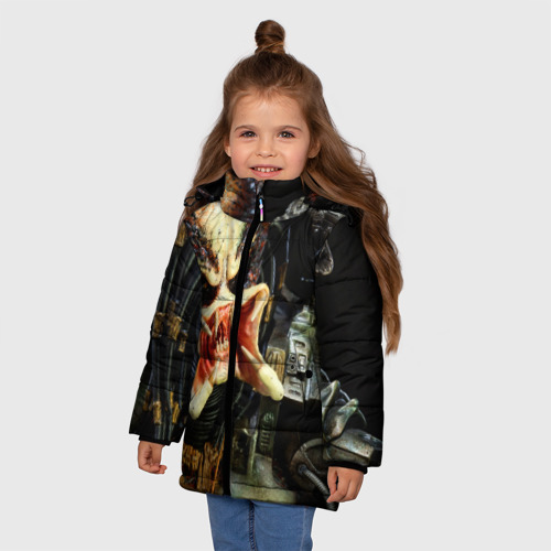 Зимняя куртка для девочек 3D Чужой, цвет черный - фото 3