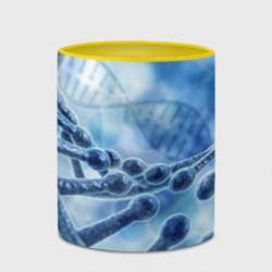 Кружка с принтом Молекула ДНК для любого человека, вид спереди №4. Цвет основы: белый + желтый