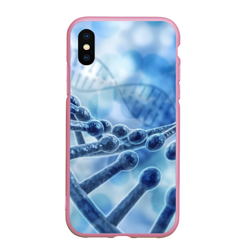 Чехол для iPhone XS Max матовый Молекула ДНК, цвет розовый