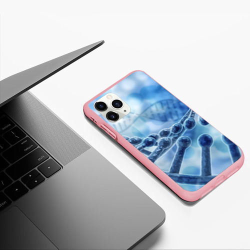 Чехол для iPhone 11 Pro Max матовый Молекула ДНК, цвет баблгам - фото 5