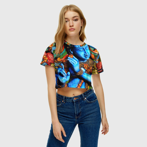 Женская футболка Crop-top 3D Индия, цвет 3D печать - фото 4