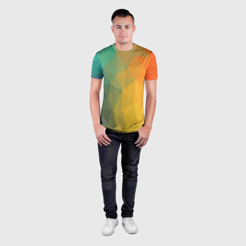 Мужская футболка 3D Slim LowPoly Gradient, цвет 3D печать - фото 4