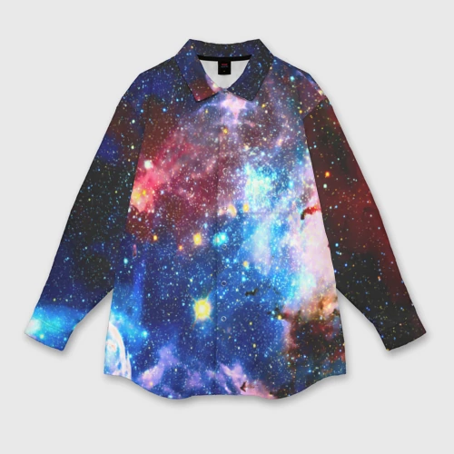 Женская рубашка oversize 3D с принтом Звезды, вид спереди #2